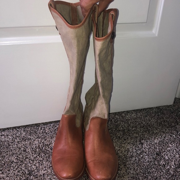 Frye Melissa Button Leather and Canvas Boot - Picture 4 of 5